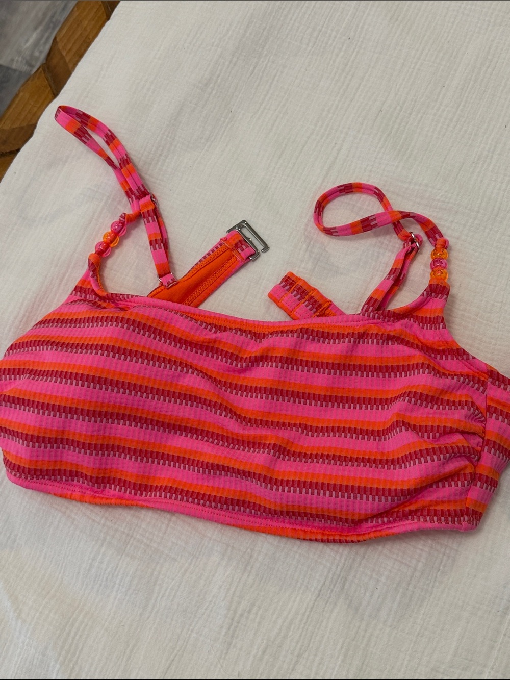 wild fable Pink and Orange Striped Girls' Swim Bikini Top